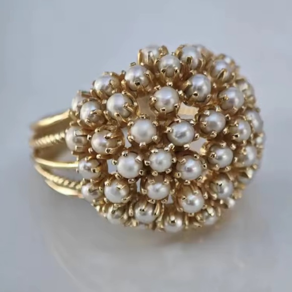 Anthropologie Jewelry - Golden Blossom Pearl Ring – Timeless Vintage Chic